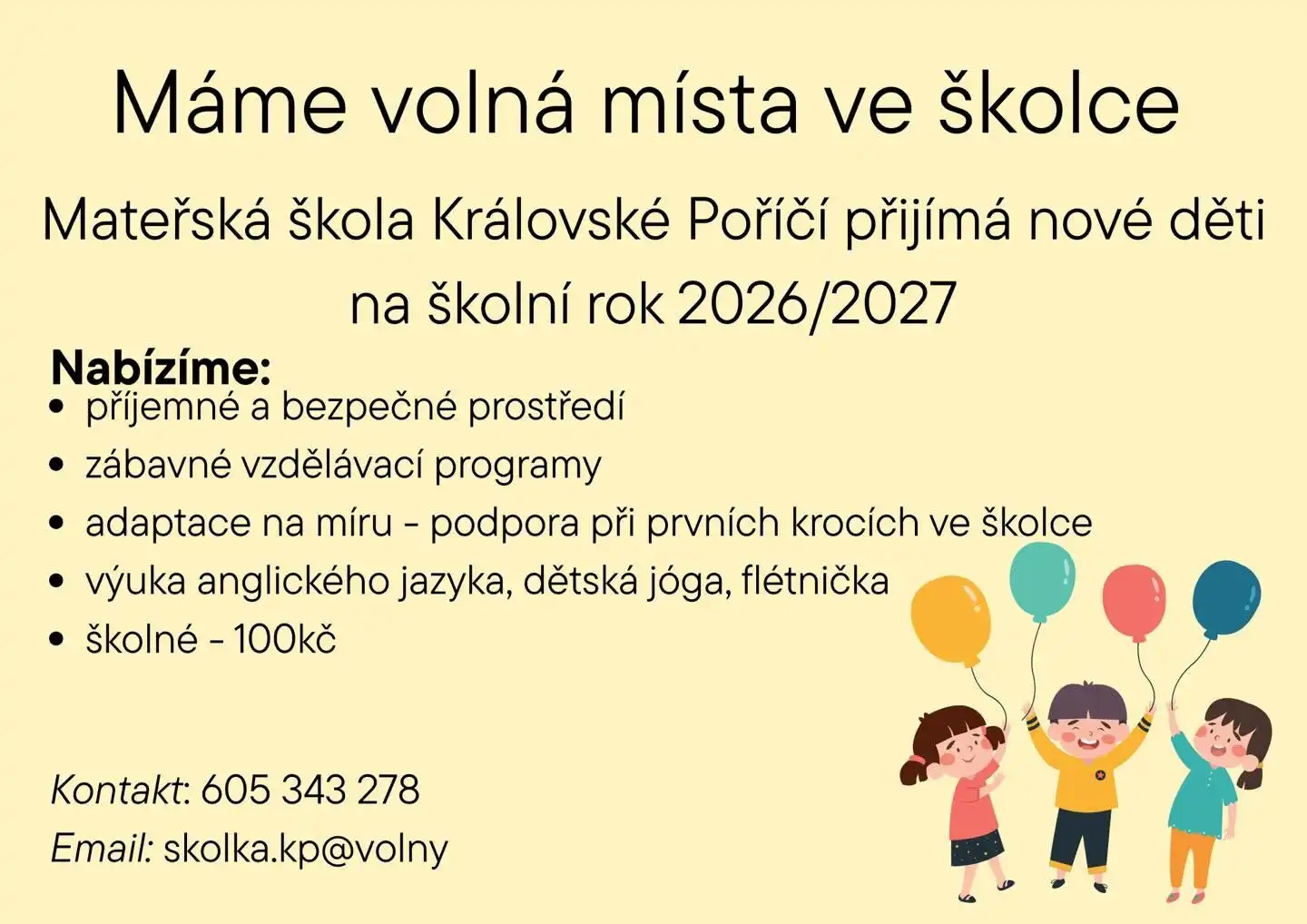 Volná místa ve školce